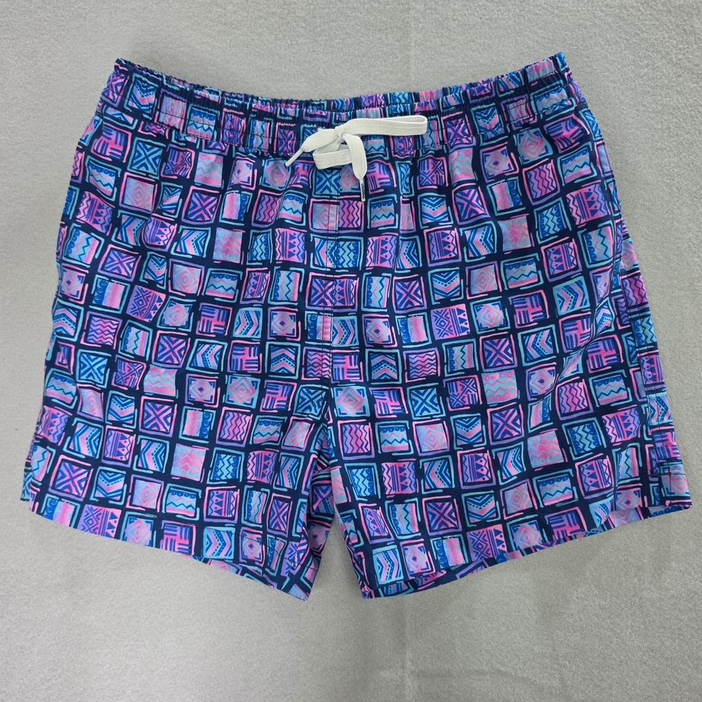 Chubbies Retro Vaporwave Geometric Swim Trunks XL Youth 18/20 Pink Blue Navy